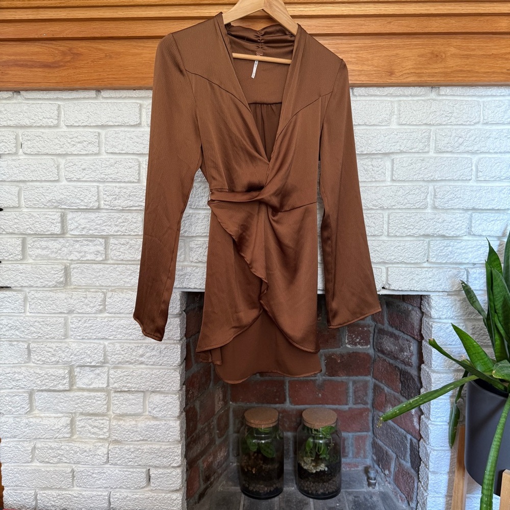 Free People Harley Tunic Brown Wrap Top